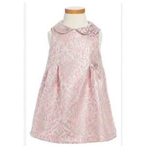 Pippa & Julie Metallic Brocade Pink & Silver Dress Girls Size 2T